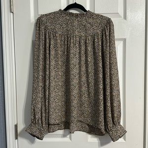 Loft Floral High Neck Long Sleeve Blouse